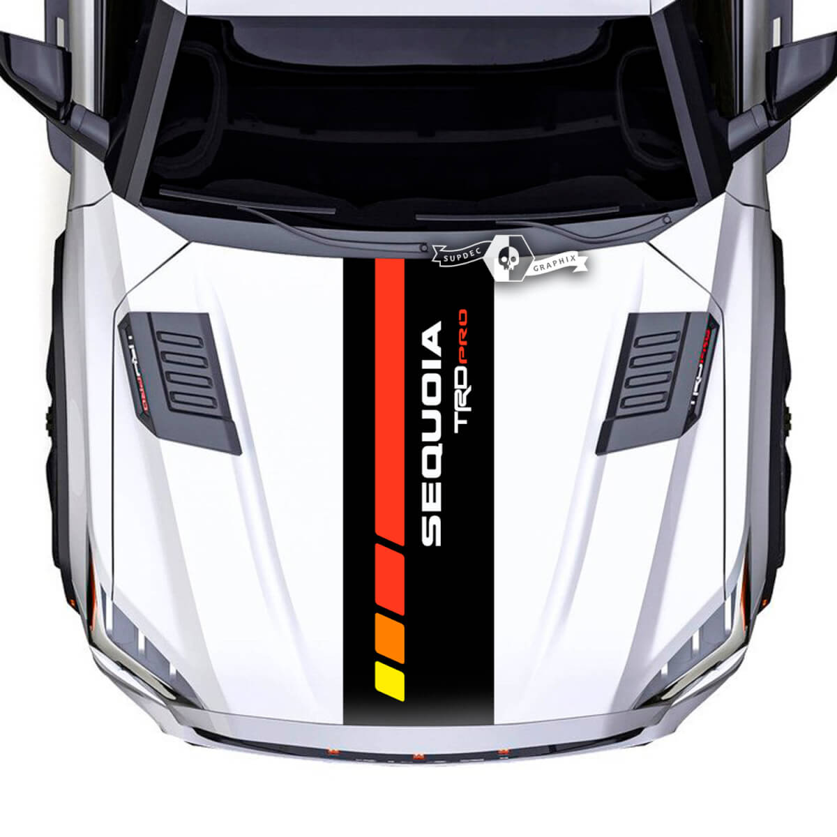 Toyota Sequoia Hood TRD Logo Retro  Vintage Classic Colors Vinyl Stickers Decal fit to Toyota Sequoia 