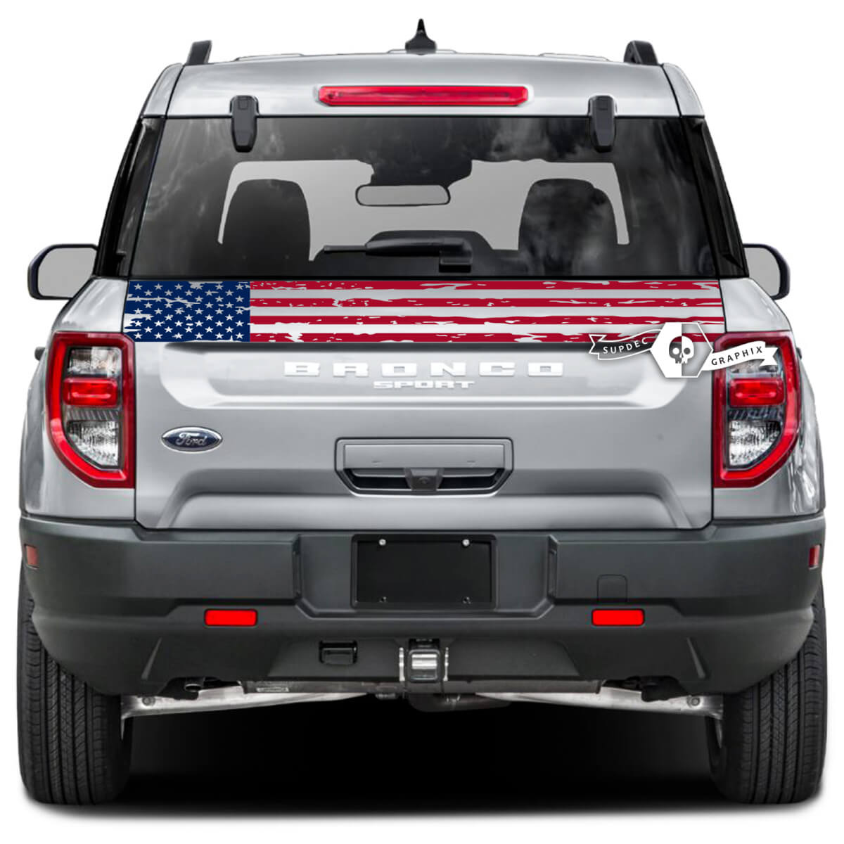 Ford Bronco Tailgate Bed Trim Stripe USA Flag Dazzle Paint Destroyed Wrap Decals Stickers 2 Colors