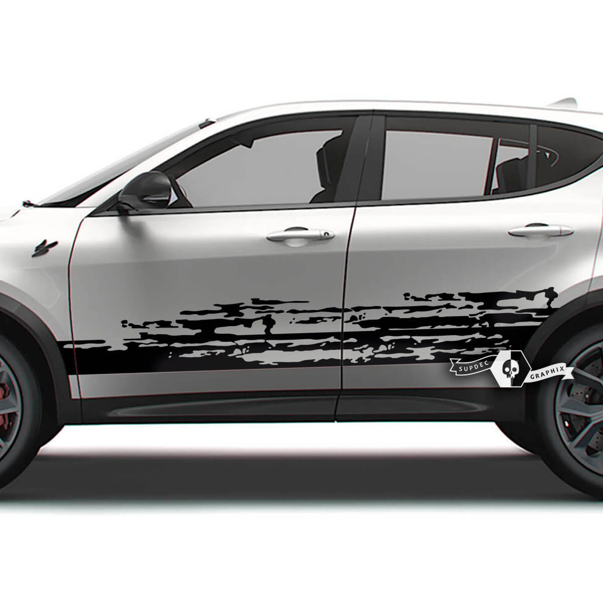 Pair Dodge Hornet Doors Side Stripes Splash Wrap Mud Dazzle Paint Destroyed Vinyl Decals Stickers