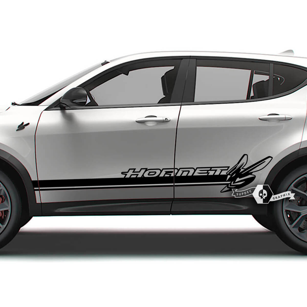 Pair Dodge Hornet Doors Side Stripes Logo Vinyl Decals Stickers