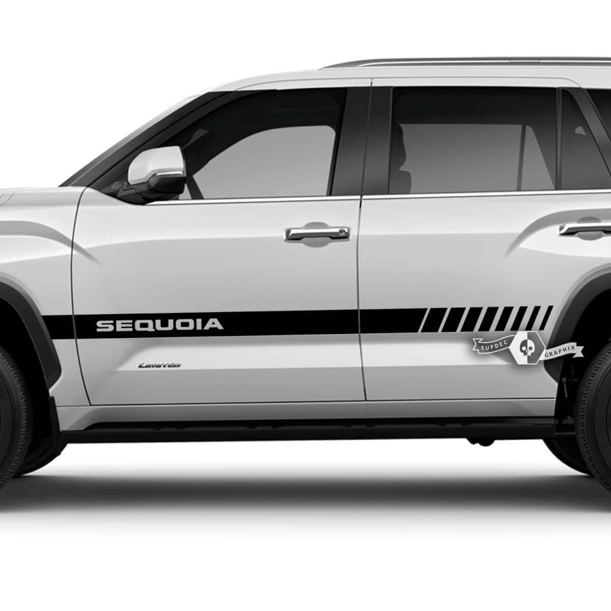 Pair Toyota Sequoia Doors Logo Stripe Lines Off Road Mud Wrap Vinyl Stickers Decal fit Toyota Sequoia 
