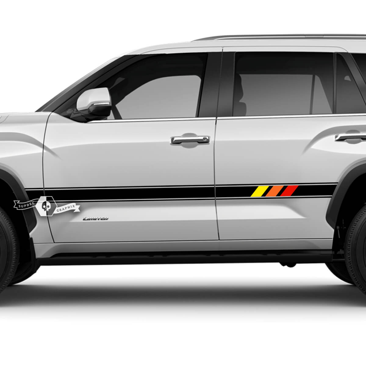 Pair Toyota Sequoia Doors Stripe Off Road Old School SunSet  Vintage Classic Colors Logo Vinyl Stickers Decal fit Toyota Sequoia 