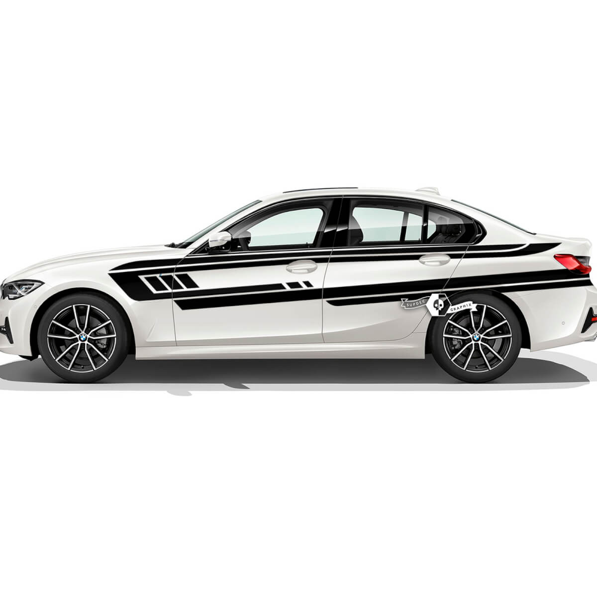 Pair BMW Hood Doors Side Stripes Rally Motorsport Geometry Vinyl Decal Sticker F30 G20