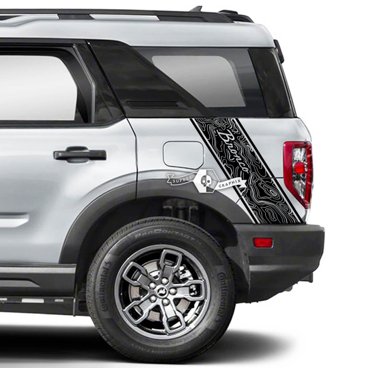 2x Ford Bronco Sport အိမ့် Topographic Map အောက်ပိုင်း Rear Fender Logo Decals Stickers
