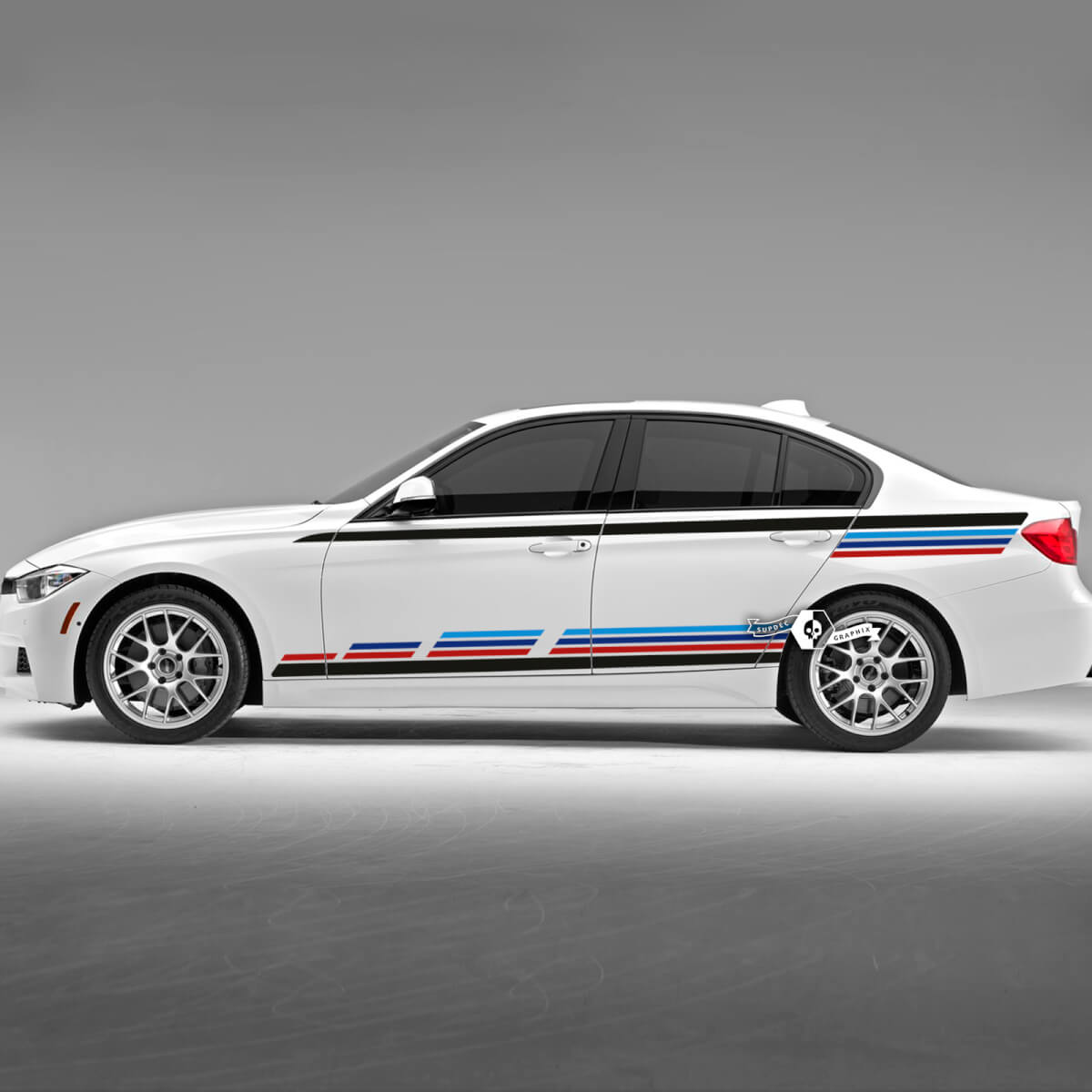 Pair BMW Doors Up Side Stripes Rally Motorsport Trim Vinyl Decal Sticker F30 G20 M Colors