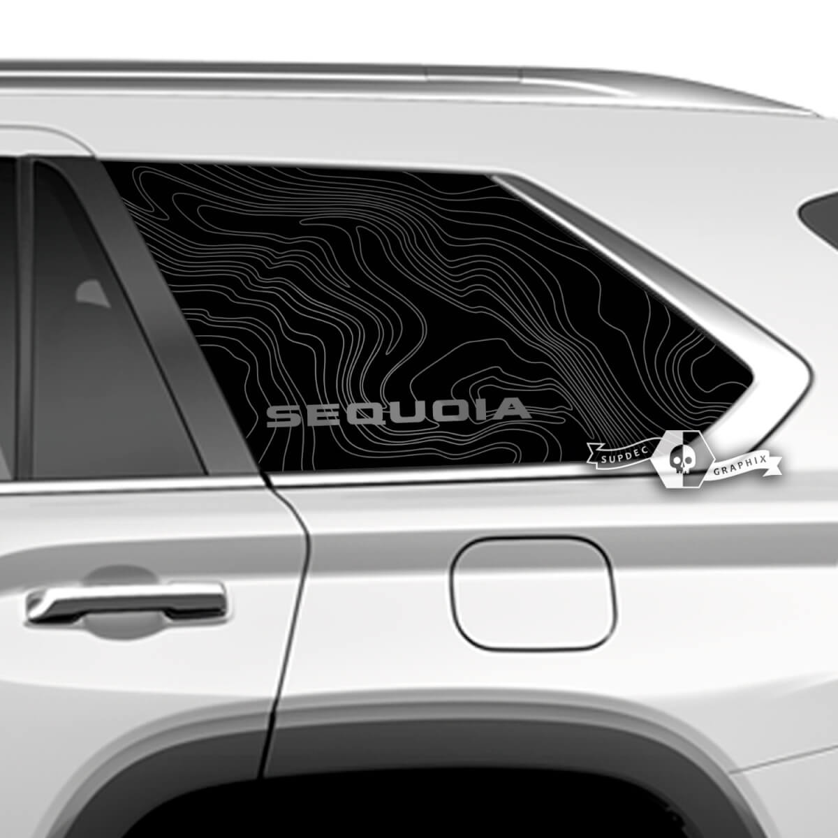 Pair Toyota Sequoia Door Side Window Topographic Map Logo Vinyl Stickers Decal fit Toyota Sequoia 