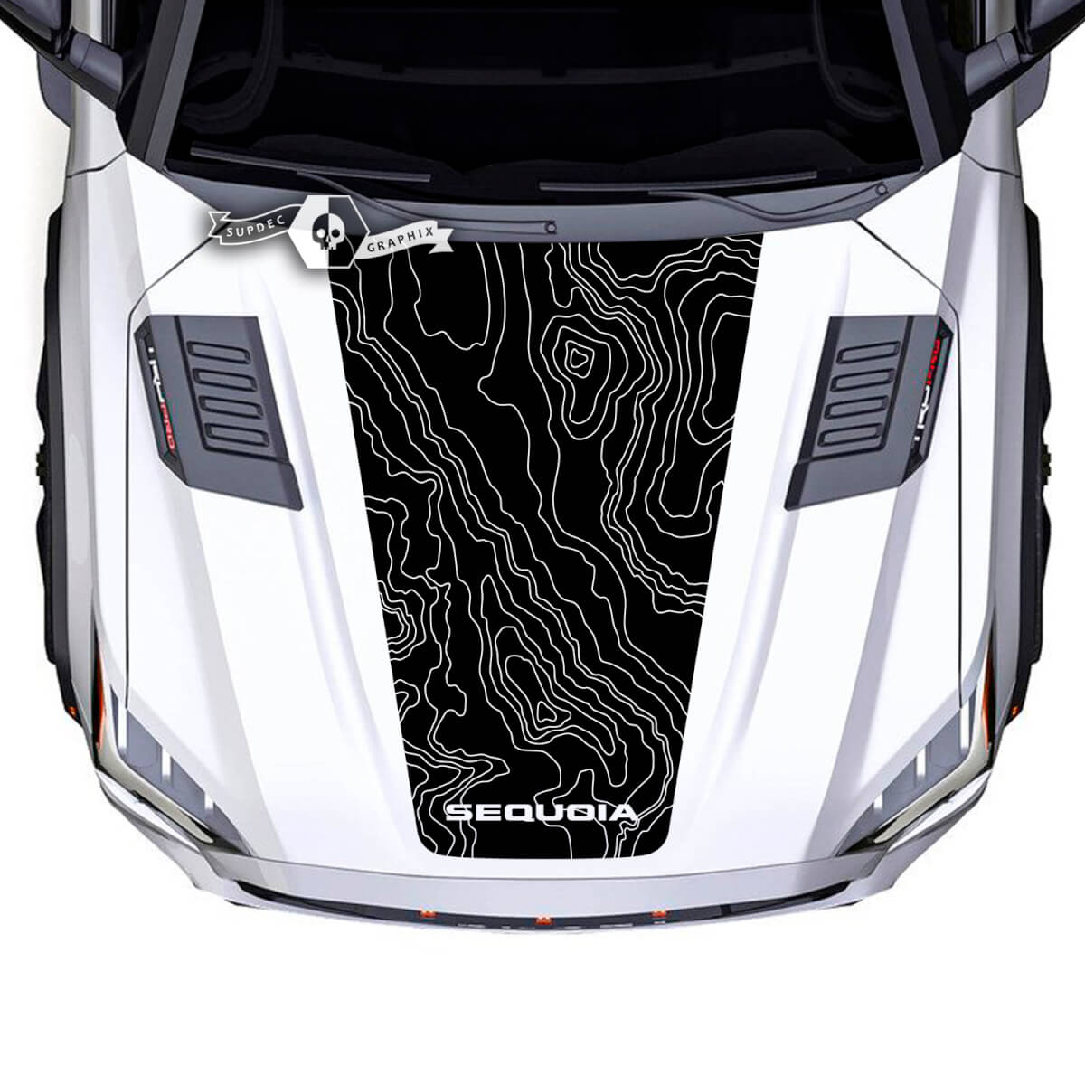 Toyota Sequoia Hood Topographic Map Logo Vinyl Stickers Decal fit to Toyota Sequoia 