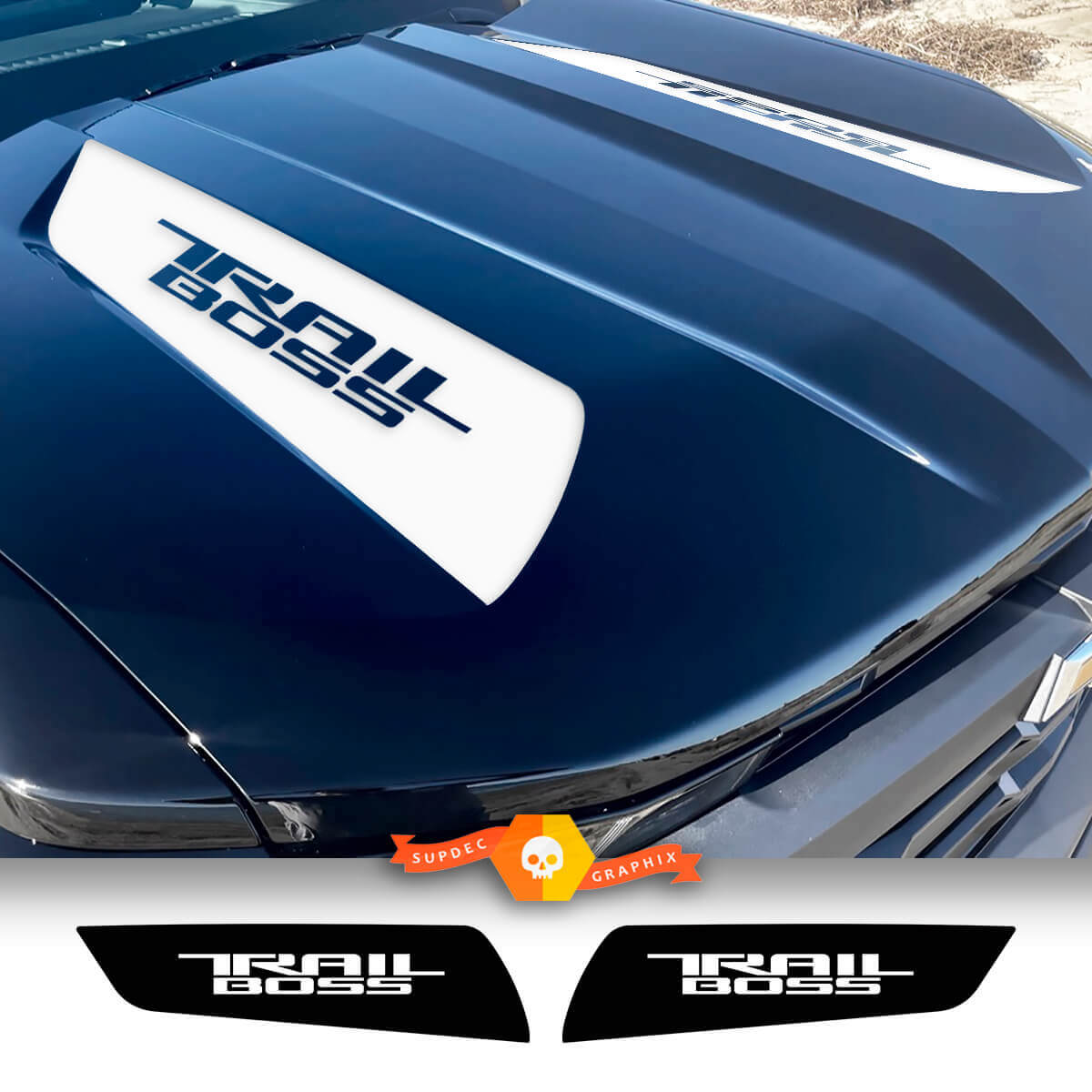 Pair Chevy Colorado Trail Boss Hood Spear Vinyl Decal Stickers