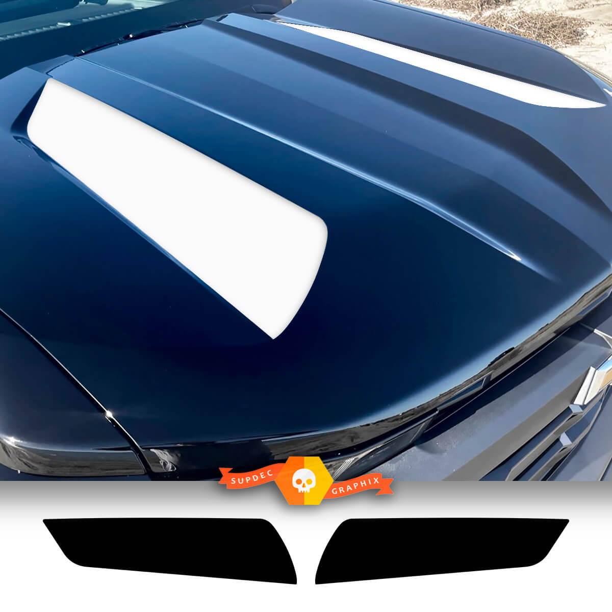 Pair Chevy Colorado Solid Background Hood Spear Vinyl Decal Stickers