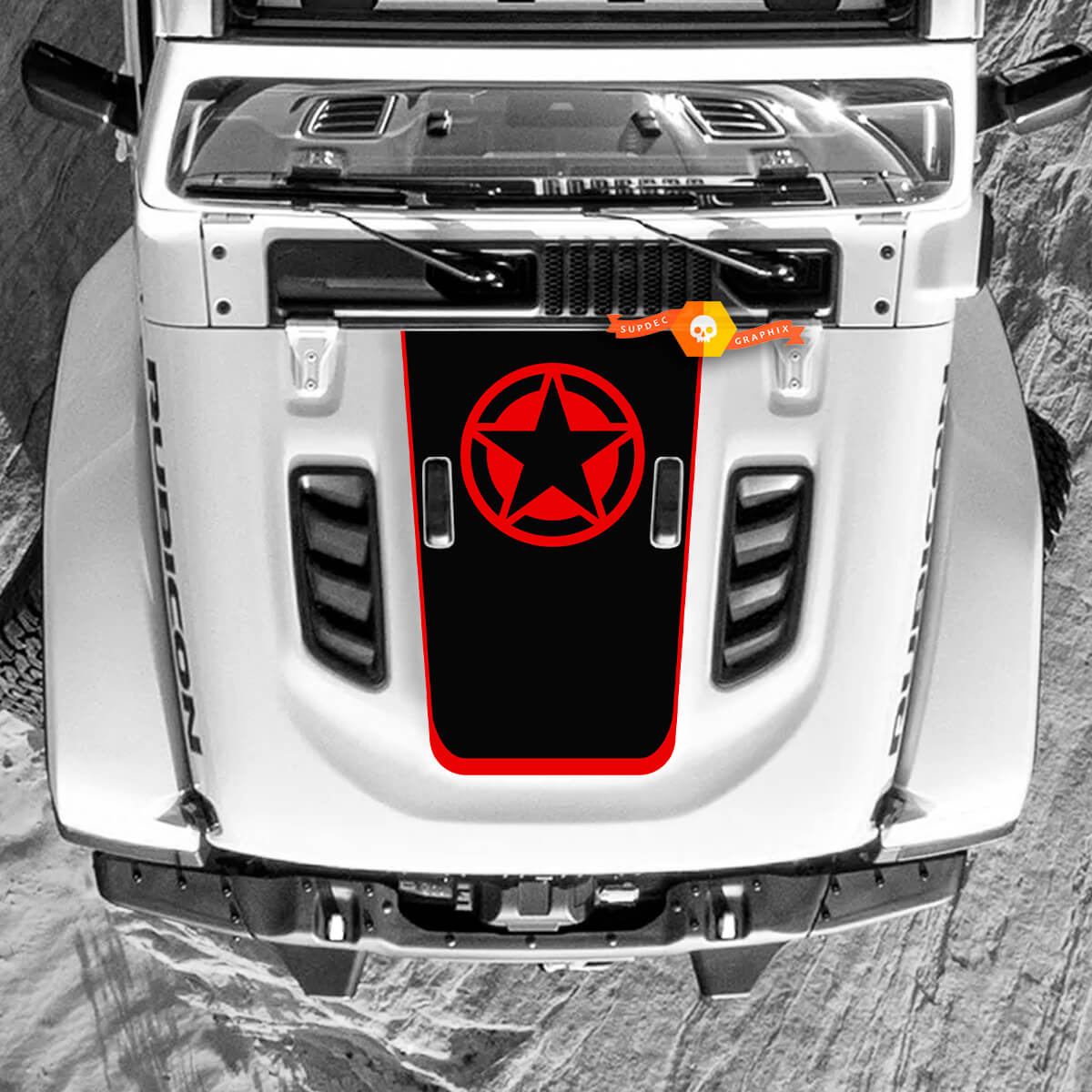 Jeep Wrangler Hood Decal Military Star Vinyl Stickers Truck 2 Colors

