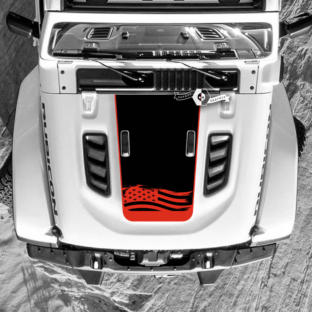 Jeep Wrangler Hood Decal Military USA Flag Vinyl Stickers 2 Colors