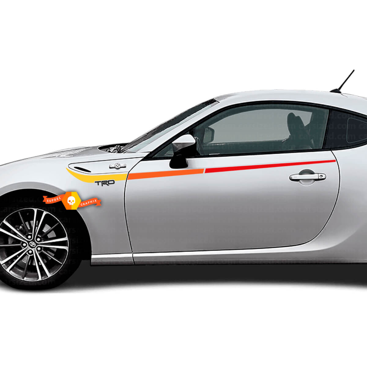 Pair Toyota TRD GT86 JDM SunSet Retro Racing Vintage Stripes Vinyl Decal Stickers Set 3 Colors