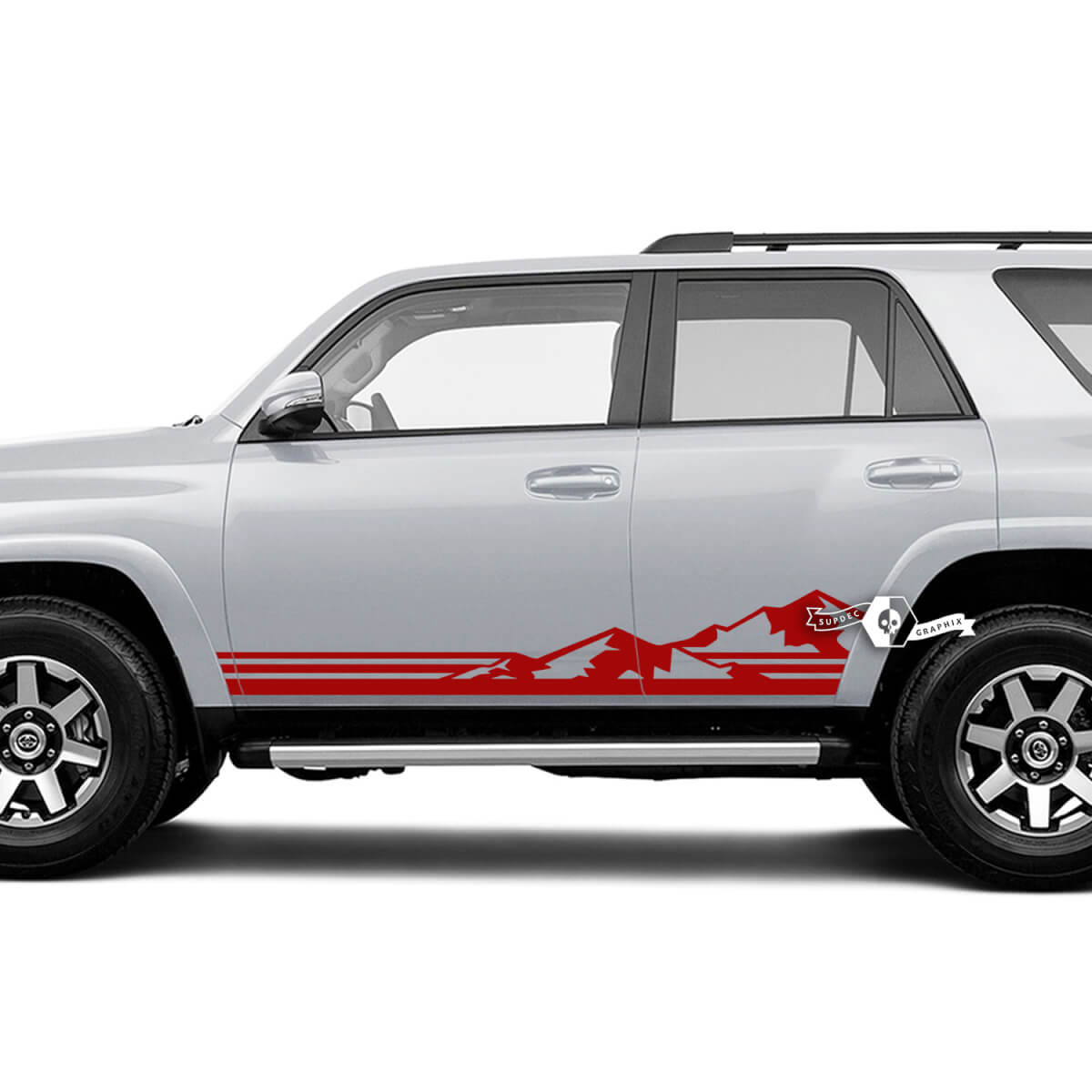Pair 4Runner Side Door Vinyl Mountains Rocker Panel Lines Stripe Vinyl Decals Stickers for Toyota 4Runner TRD 
