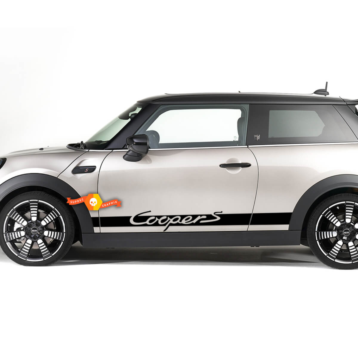 Pair Mini Cooper S Stripes Graphics Porsche 911 Style  Doors Side Decal Sticker Carrera S