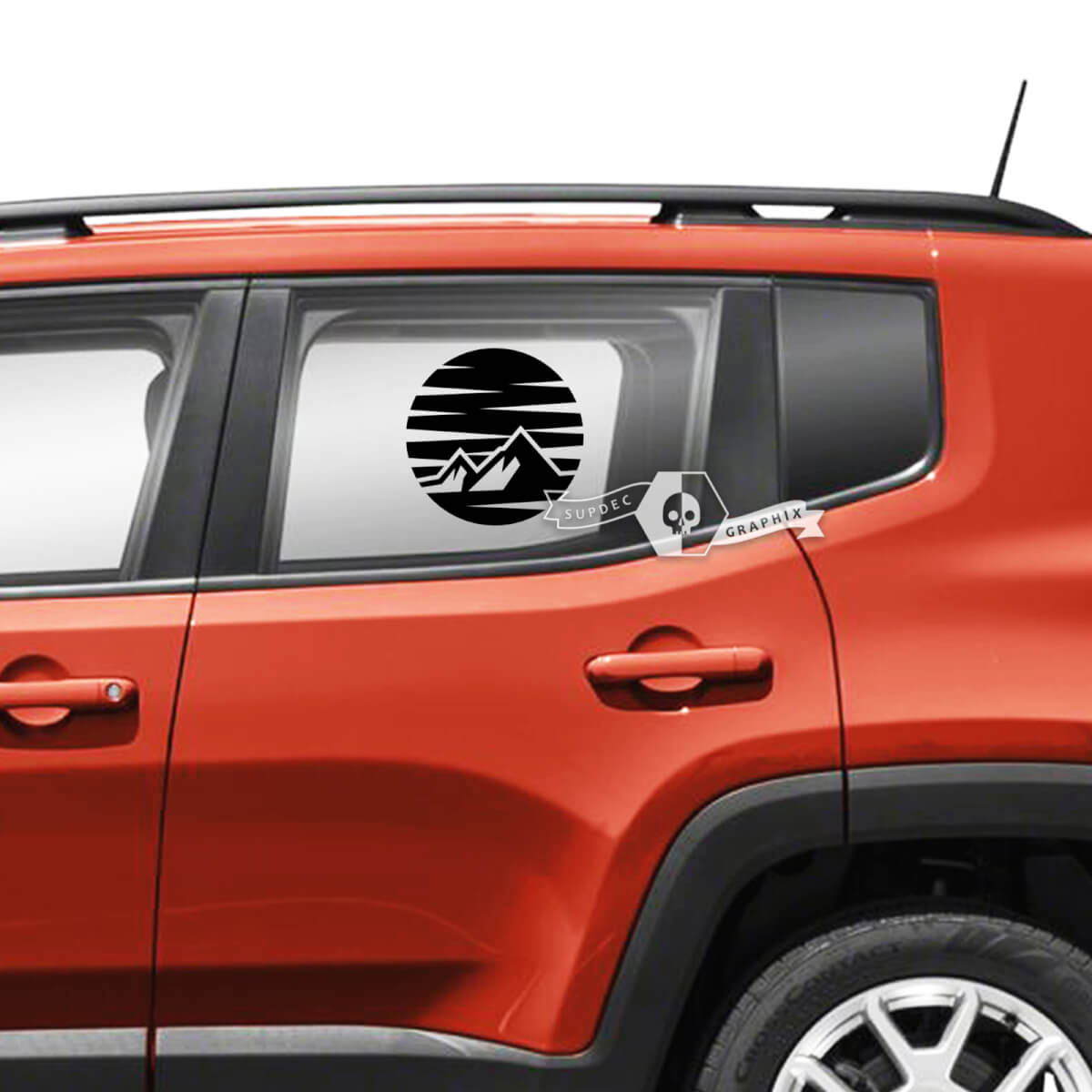 Pair Jeep Renegade ପାଇଁ Side Fender Doors Window Mountains SunSet Retro Graphic Vinyl Decals Sticker
