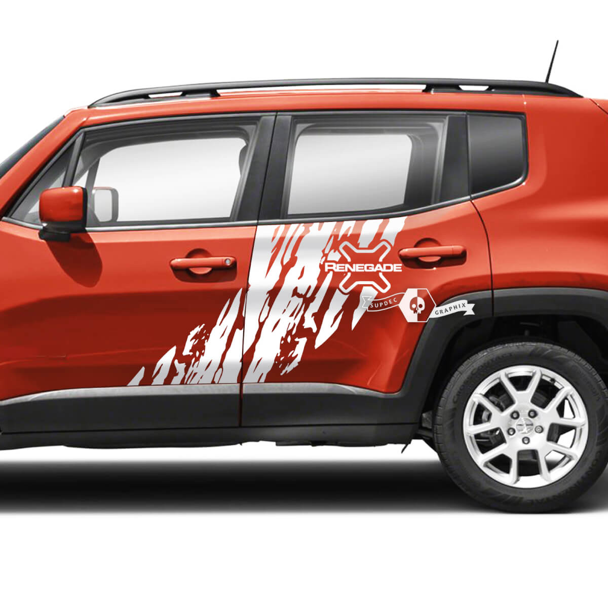 Pair Jeep Renegade Side Doors Mud Splash Destroyed Graphic Vinyl Decals Sticker