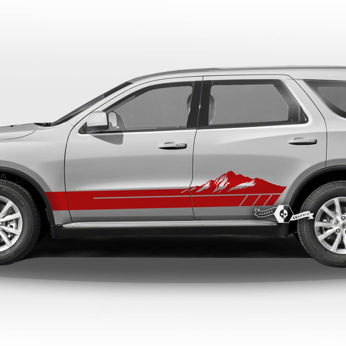 Pair Dodge Durango Side Doors Rocker Panel Mountains Stripes Decal Vinyl Stickers