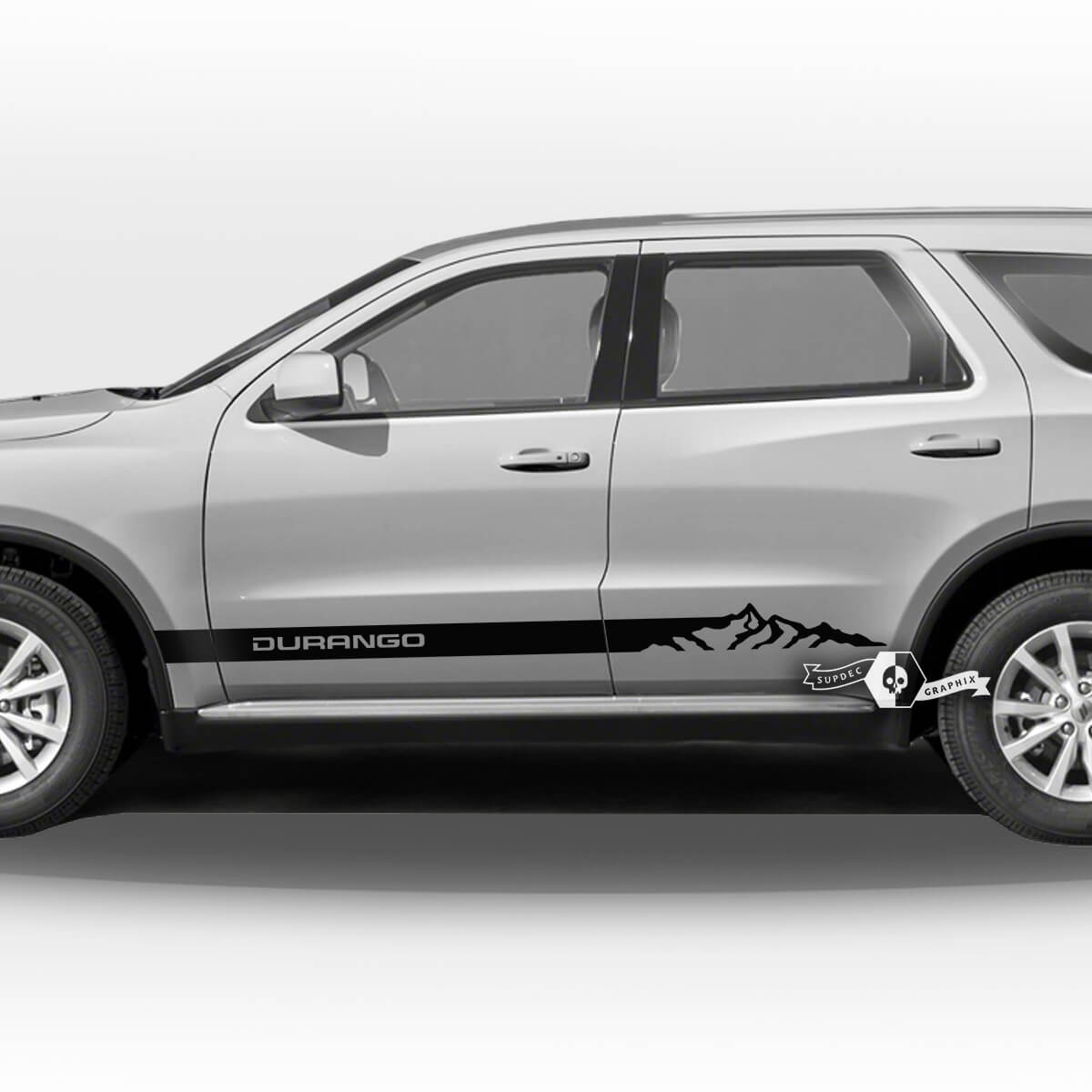 Pair Dodge Durango Side Doors Rocker Panel Mountains Stripes Trim Decal Vinyl Stickers