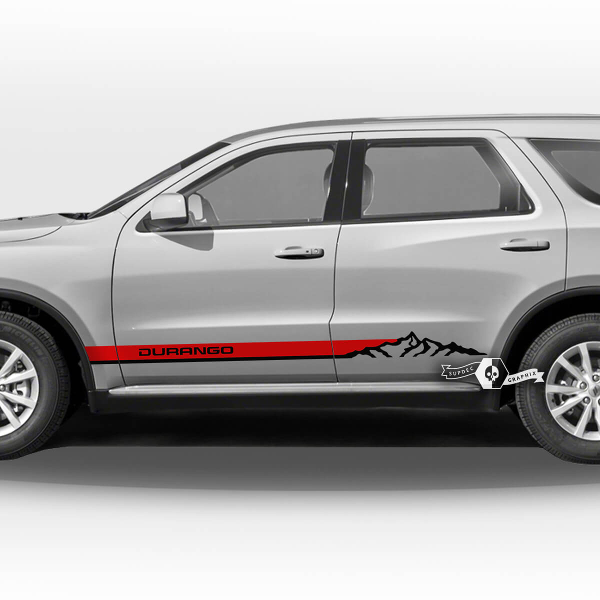 Pair Dodge Durango Side Doors Rocker Panel Mountains Stripes Trim Decal Vinyl Stickers 2 Colors