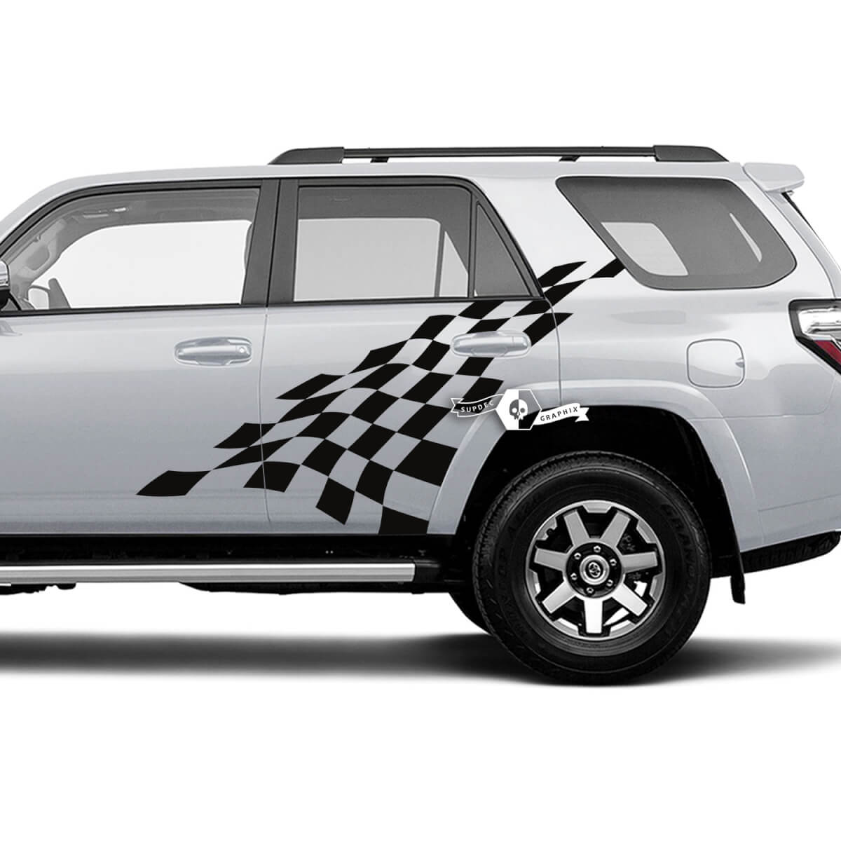 Pair of 4Runner Checkerboard Flag Doors Fender Side Vinyl Decals Stickers for Toyota 4Runner 