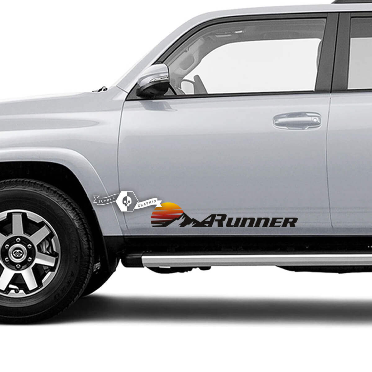 Pair of 4Runner Window Mountains SunSet Retro Side Door Vinyl Decals Stickers for Toyota 4Runner - Colored