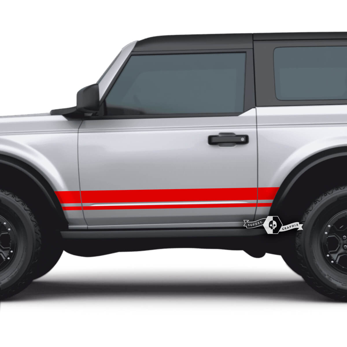 Pair of 2 Doors Ford Bronco Side Decals Stripes Stickers for Ford Bronco
