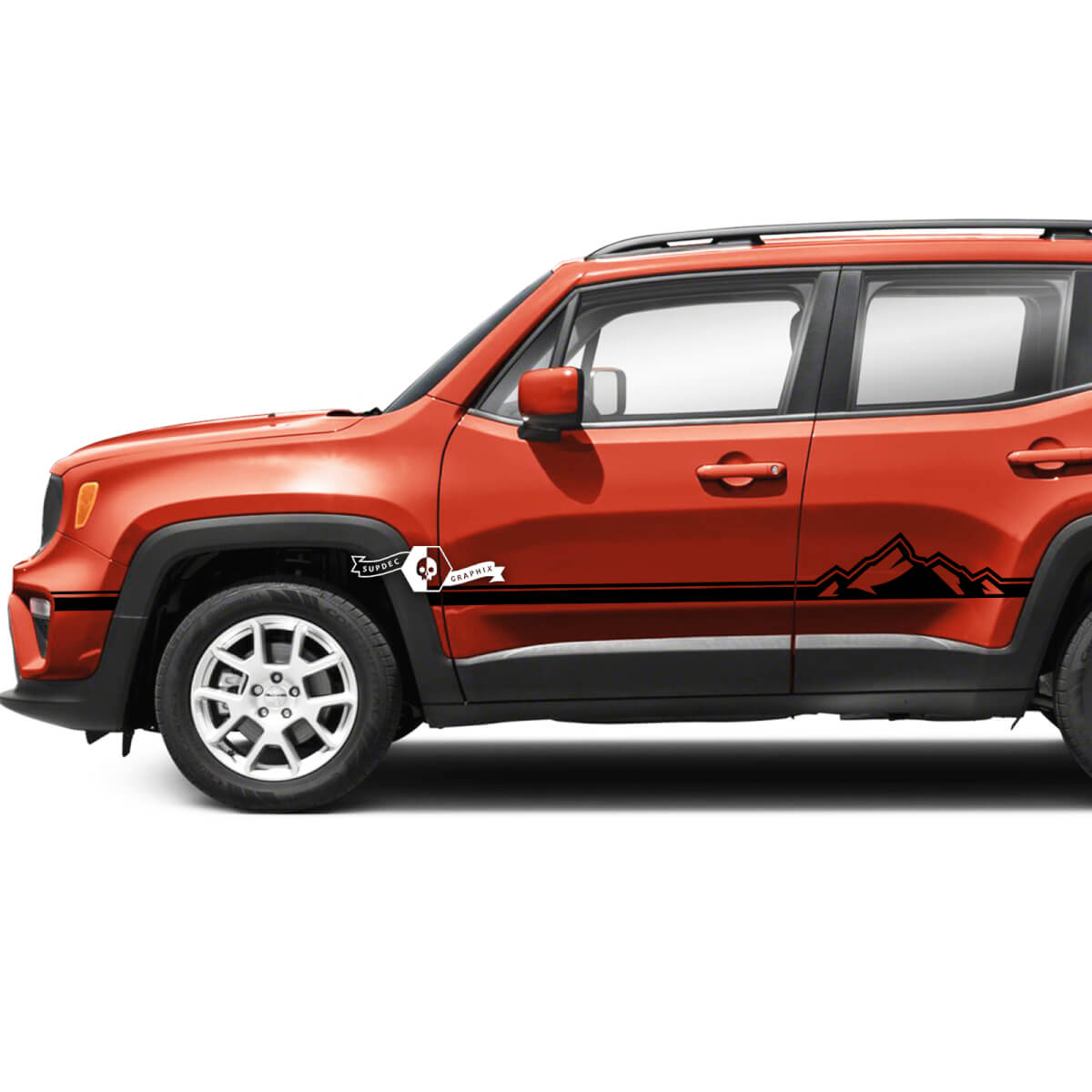 Pair Jeep Renegade Doors Mountain Side Stripe Trim Graphic Vinyl Decal Sticker 