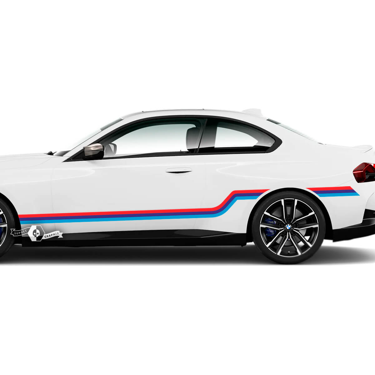 Pair BMW M2 M240 G42 F22 F87 M Performance Stripes Doors Side Fender Stripe M Vinyl Decal Sticker M Colors