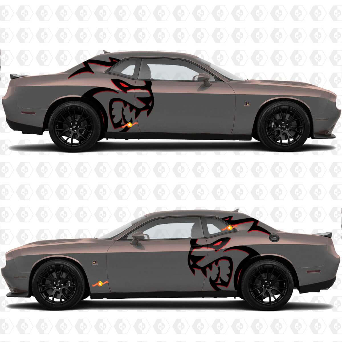 Two Colors Side Decals Stickers For Dodge Challenger Hellcat Red Eye Redeye or Charger