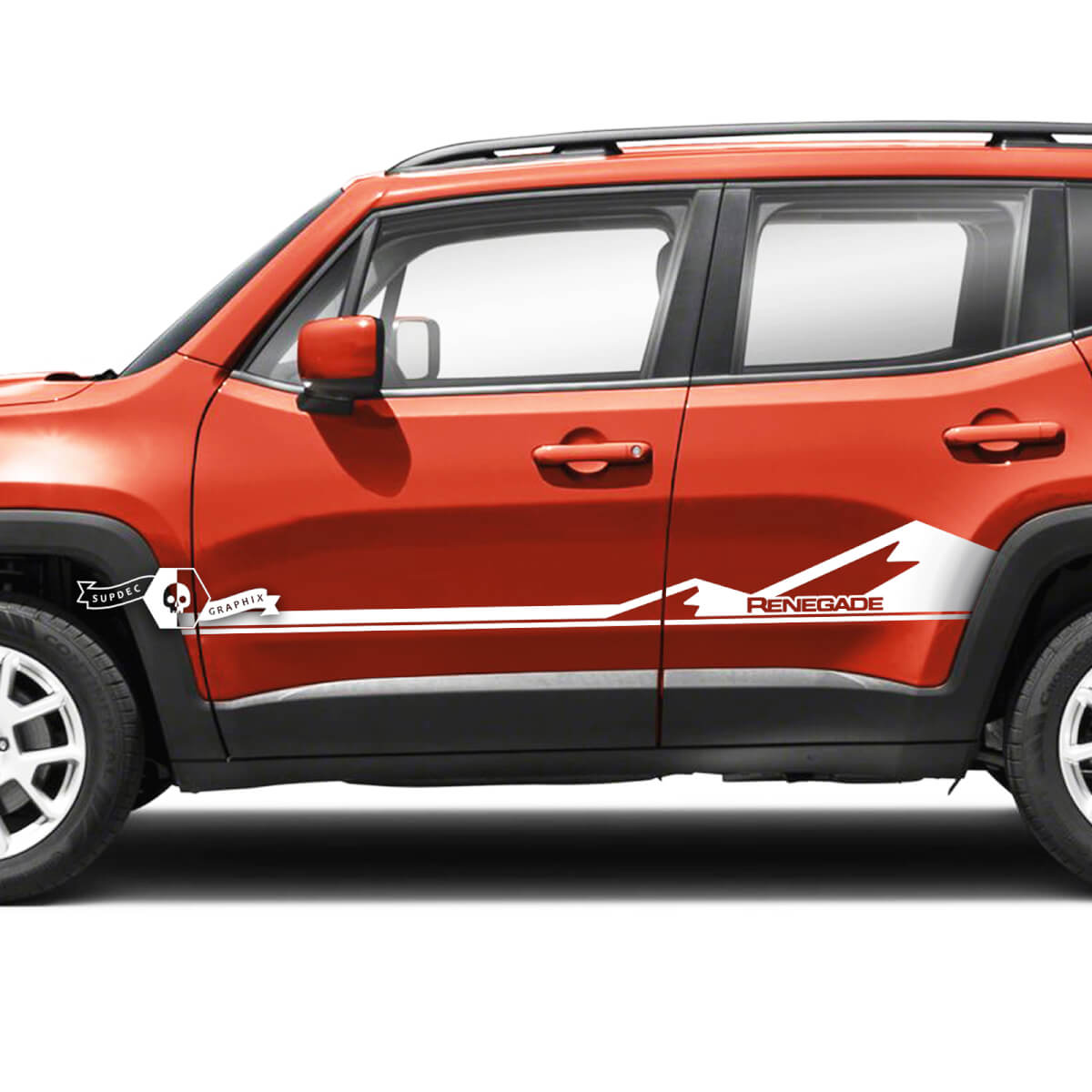 Pair Jeep Renegade Doors Side Mountains Graphic Stripe Vinyl Decal Sticker Stripe