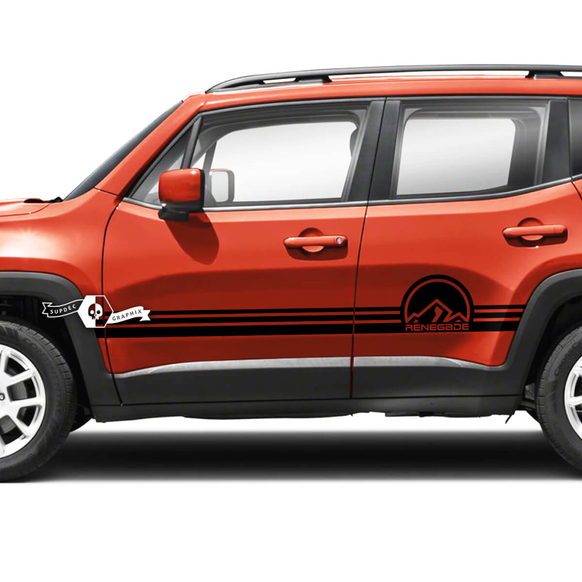 Pair Jeep Renegade Doors Side Mountains Trim Graphic Stripe Vinyl Decal Sticker Stripe