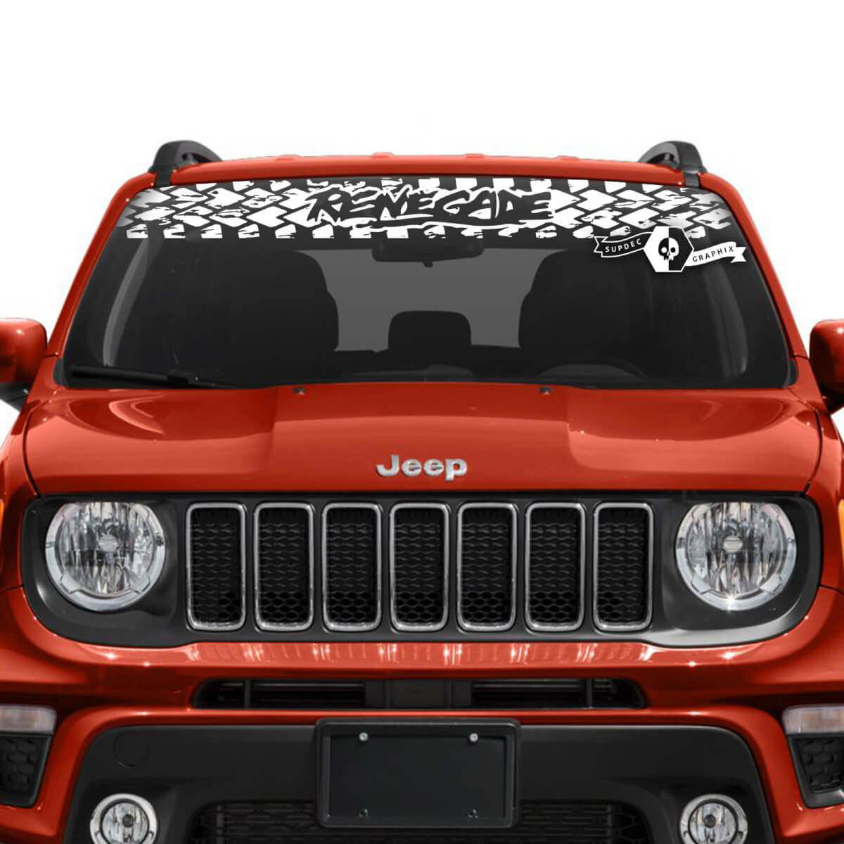 Jeep Renegade Windshield Window Graphic Logo Tire Track Vinyl Decal Sticker