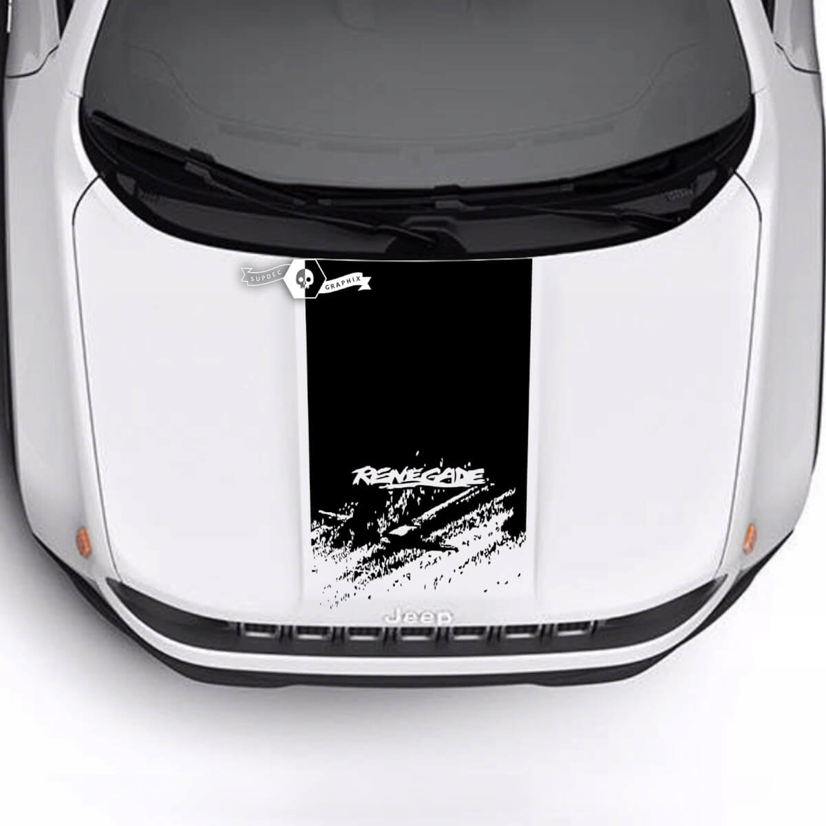 Jeep Renegade Trailhawk Sport Destroyed Battered  Hood Logo Stripe Vinyl Decal Sticker 