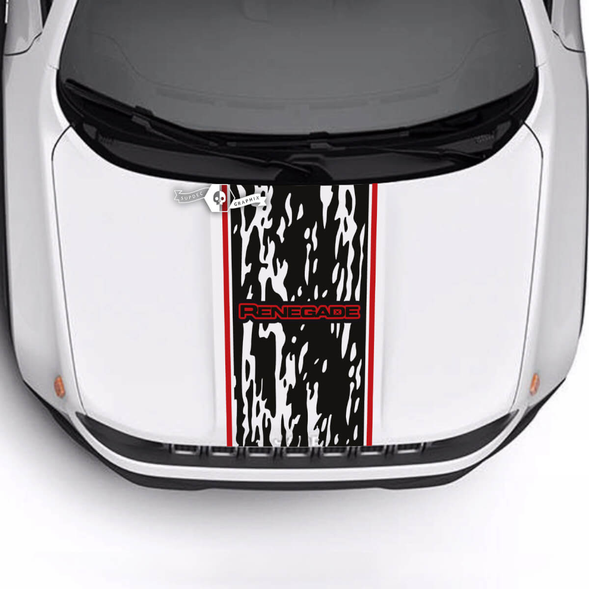 Jeep Renegade Trailhawk Sport Battered Destroyed Hood Trim Stripe Vinyl Decal Sticker 2 Colors