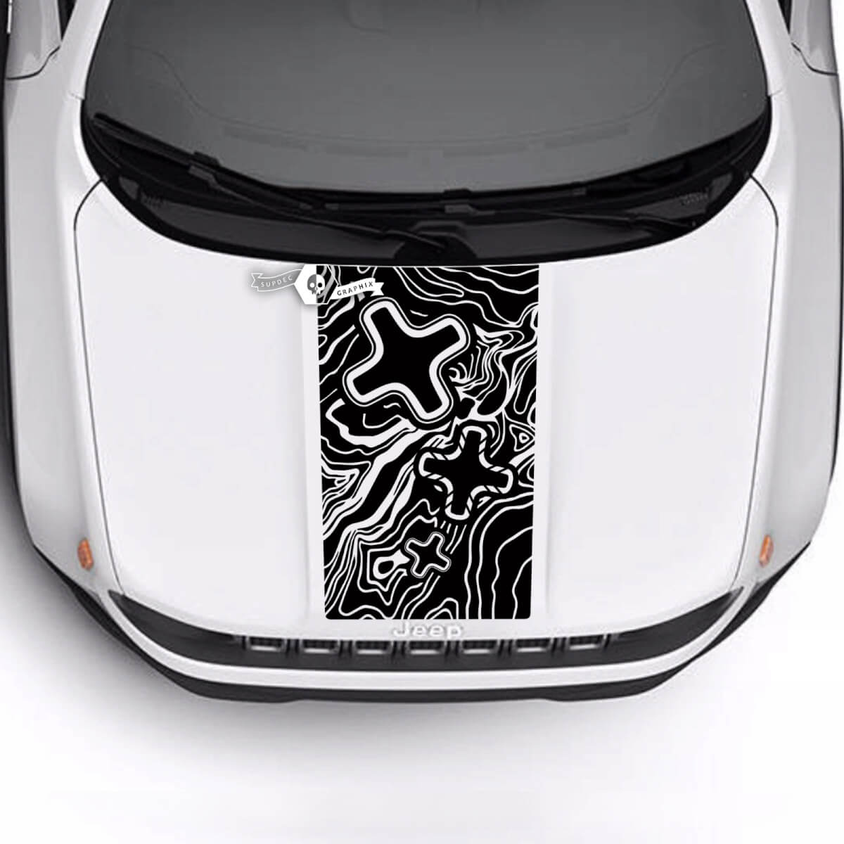 Jeep Renegade Trailhawk Sport Topographic Map Logo Hood Stripe Vinyl Decal Sticker 