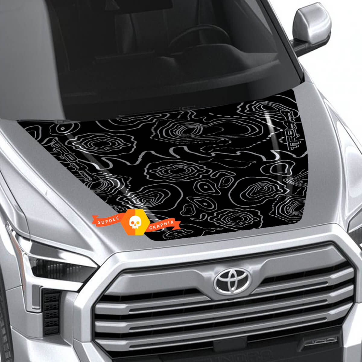 Hood TRD 4x4 off road Decal Sticker With topographic lines 2 colors for Toyota Tundra 2022+