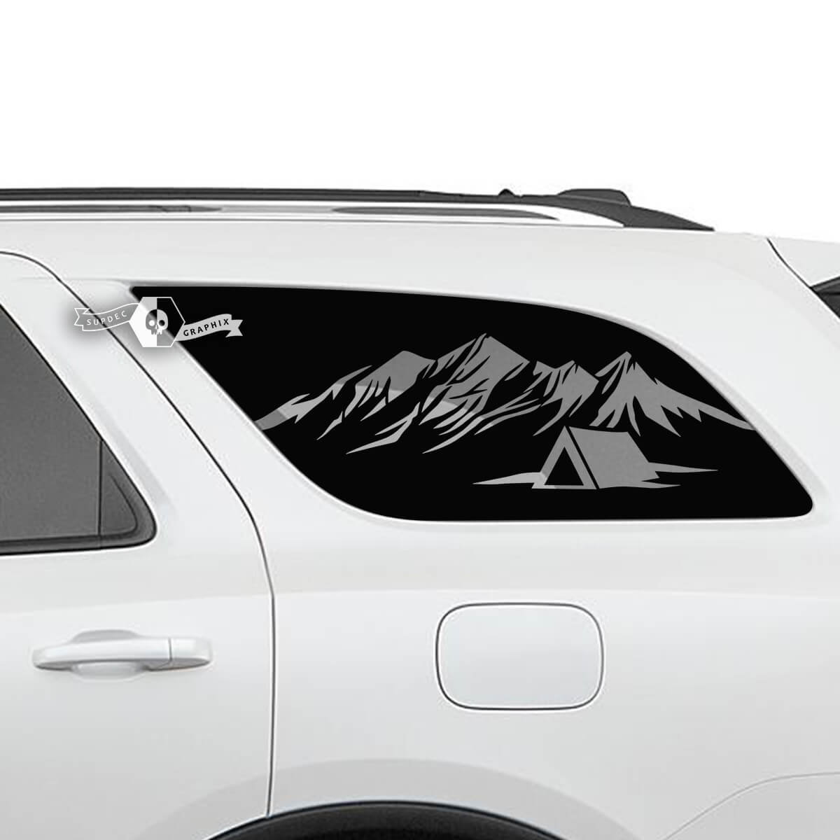 Pair Dodge Durango Side Rear Window Mountains Hut Decal Vinyl Stickers