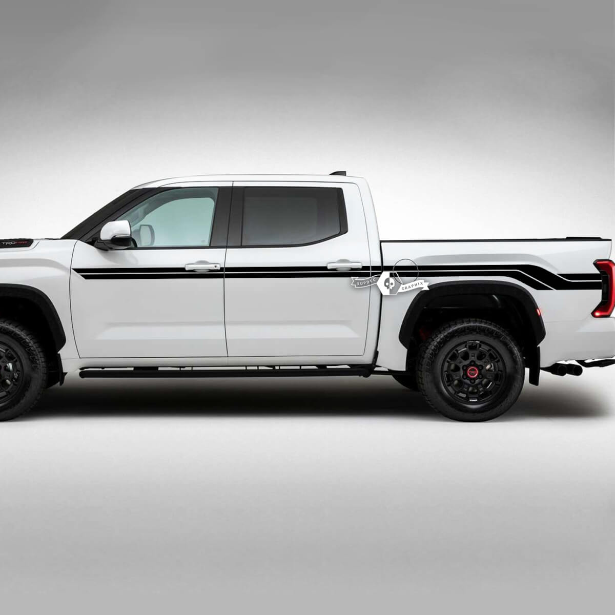 Pair Toyota Tundra Vintage Retro Doors Bed Side Rear Fender Dual Stripes Vinyl Stickers Decal