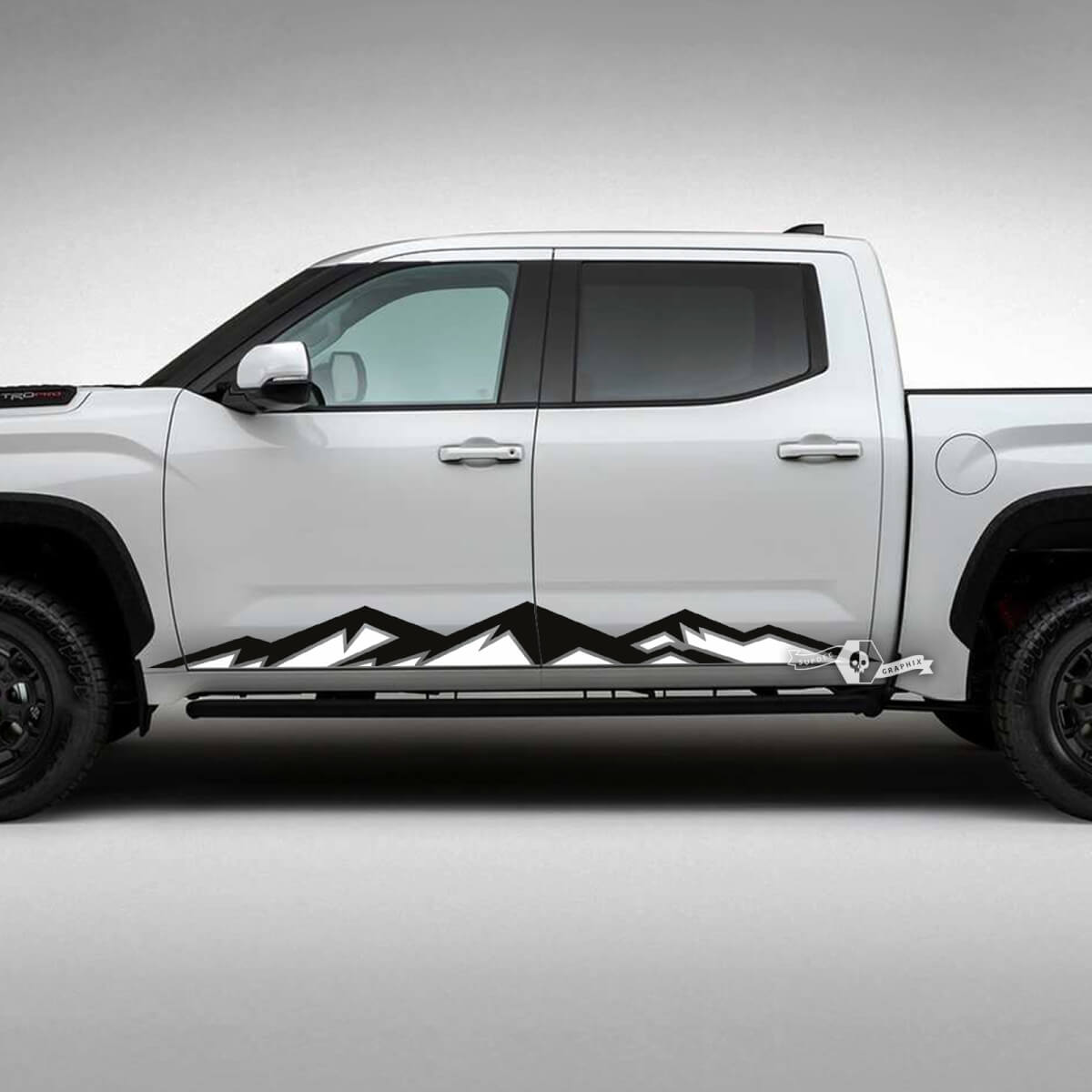 Pair Toyota Tundra  Rocker Panel Mountains Side Stripes Vinyl Stickers Decal 2 Colors