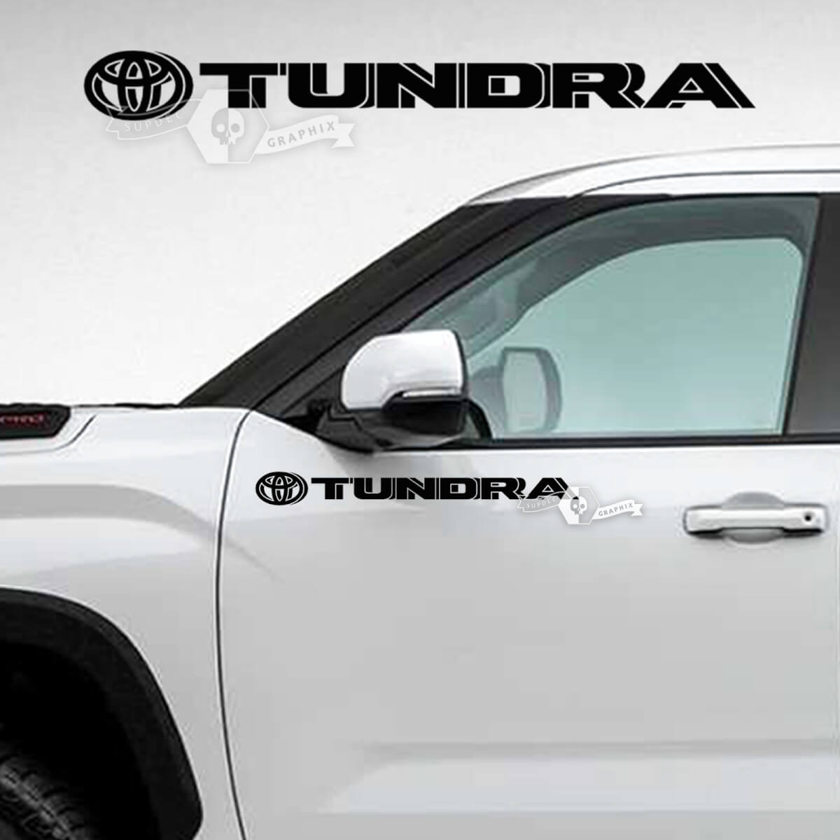 Pair Toyota Tundra Doors Logo Side Stripes Vinyl Stickers Decal