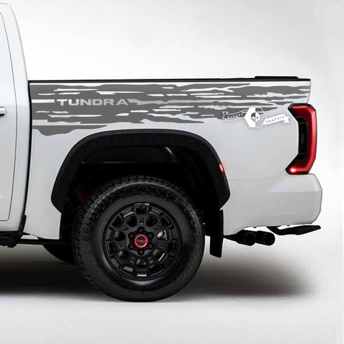 Pair Toyota Tundra Bed Side Rear Fender Destroyed Grange Stripes Vinyl Stickers Decal