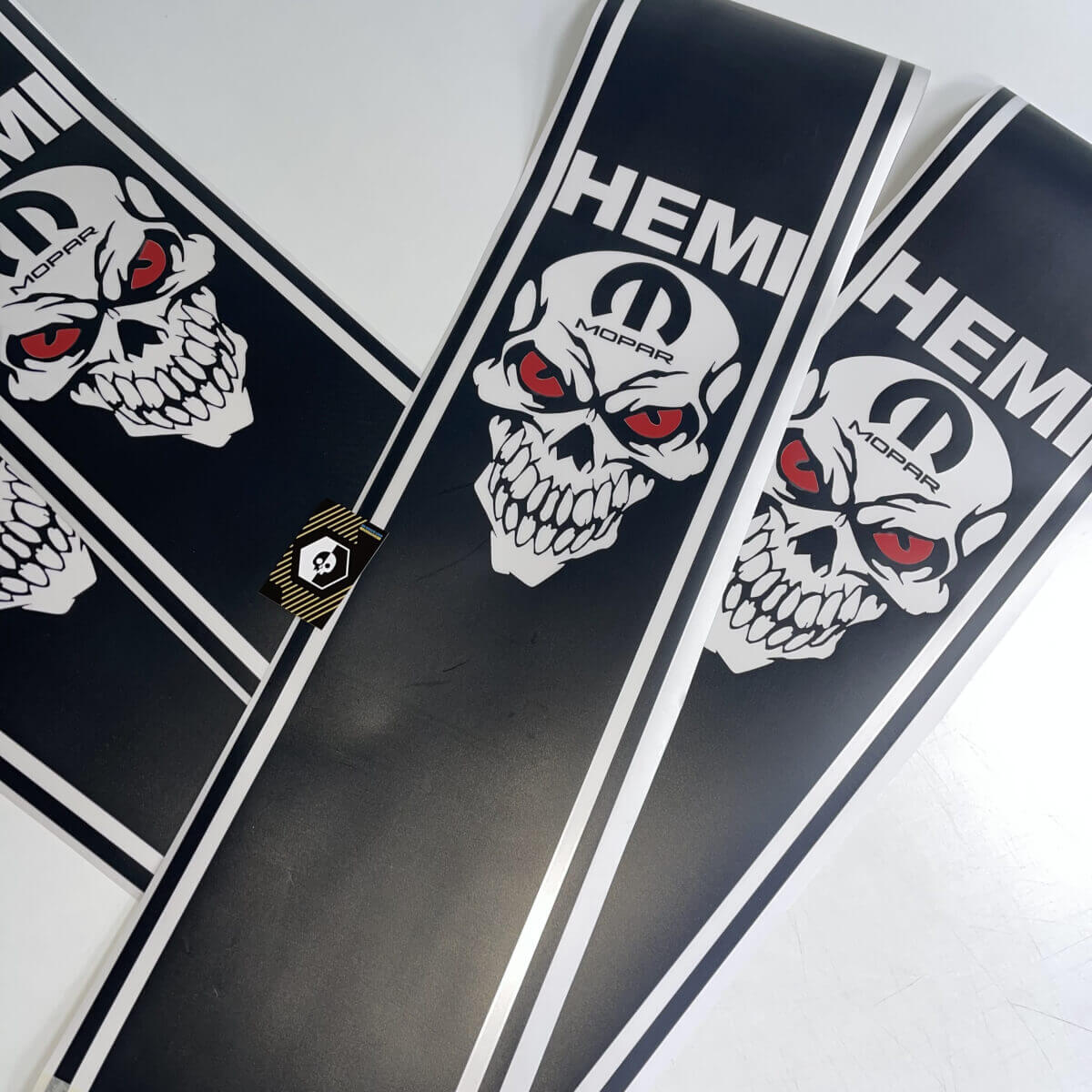 Dodge Ram HEMI Mopar Skull Rear Bedside Vinyl Sticker Decal Stripes
