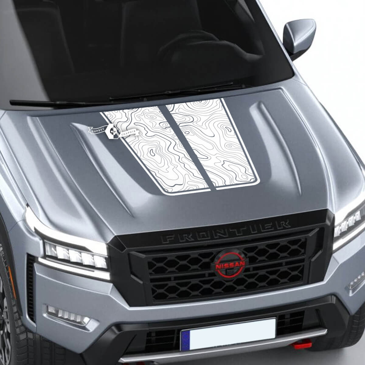Nissan Frontier S SV Pro-4x Hood Decal Vinyl Topographic Map Contour Lines Off Road Dual Blackout Graphic Decals Sticker
