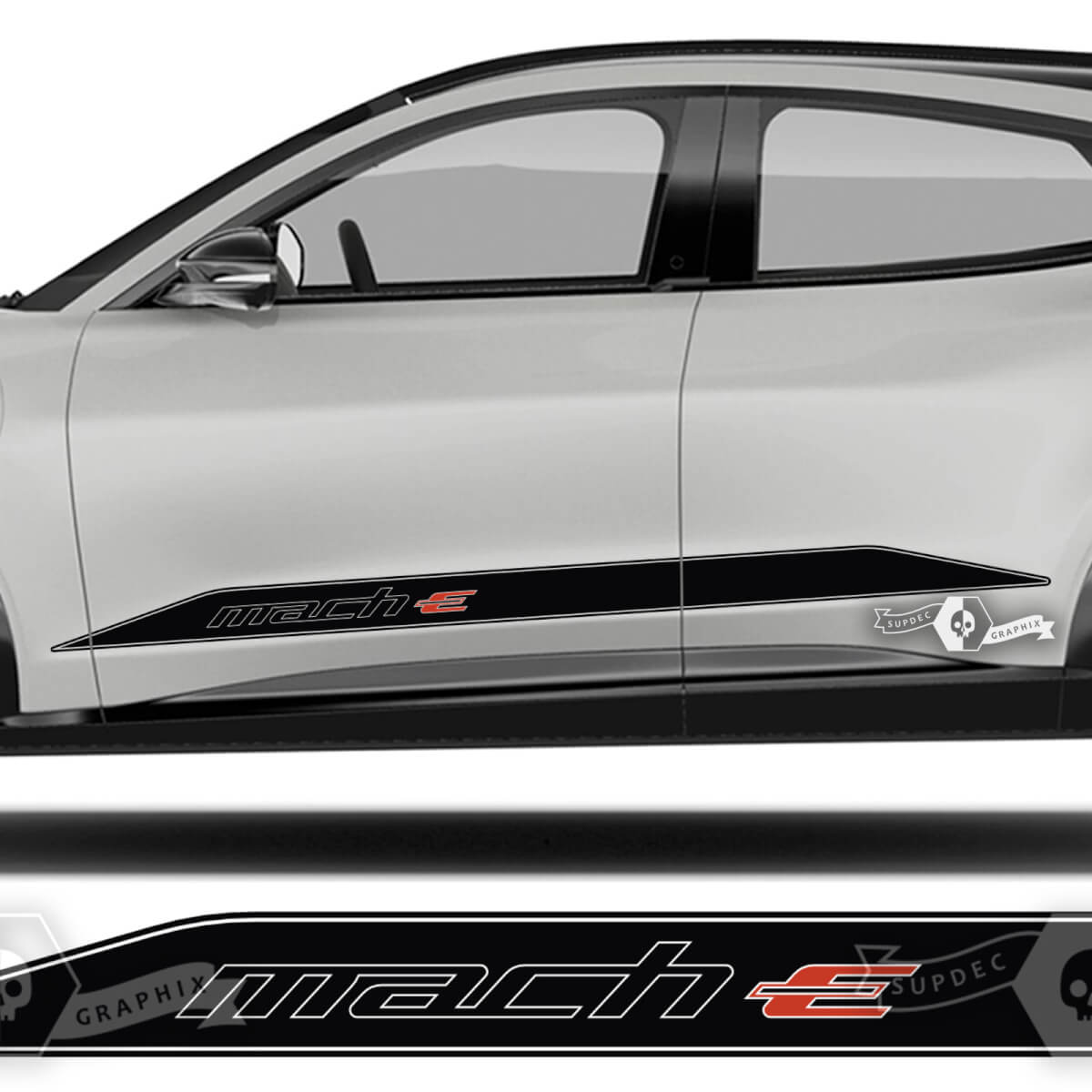 Pair Ford Mustang MACH-E MACH E Rocker Panel Trim Stripes Door Decal vinyl stickers 2 Colors