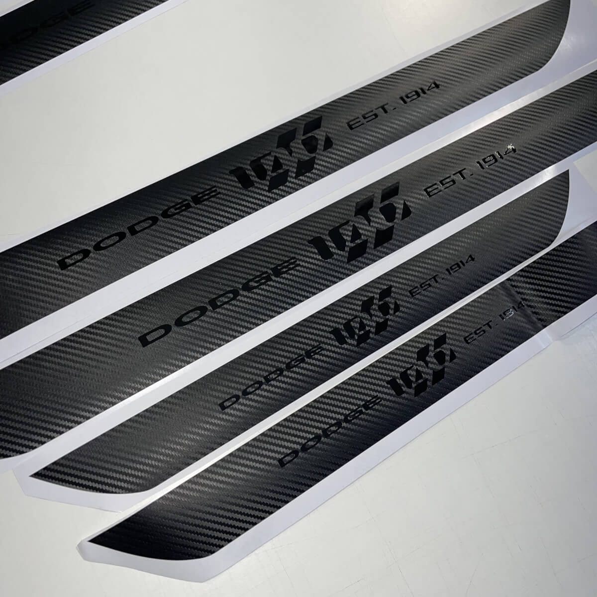 4x Dodge Challenger 100th Anniversary Door Sill Vinyl Decal Stickers Carbon Black
