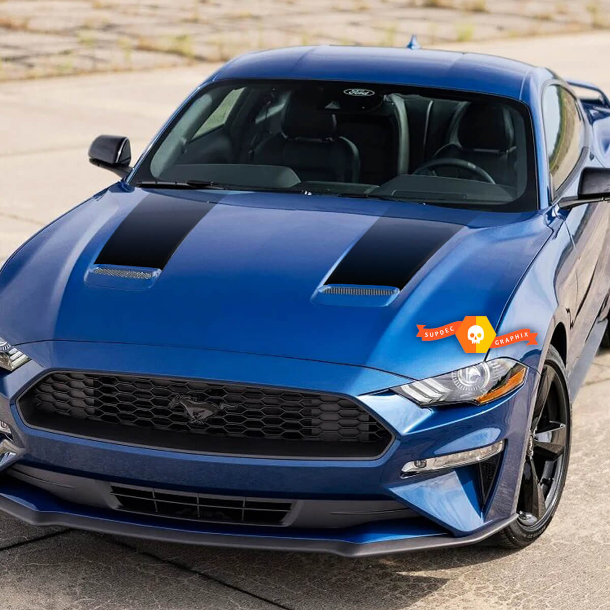 Ford Mustang GT Hood Stripe Sticker Decal From  Any Color (Black by Default) to Transparent