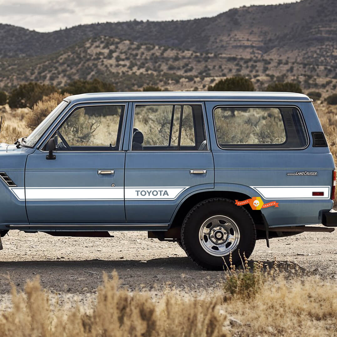 Toyota land cruiser FJ Side Retro Vintage Rocker Panel and Rear Quarter Panels Stripes Sticker Decal Graphics