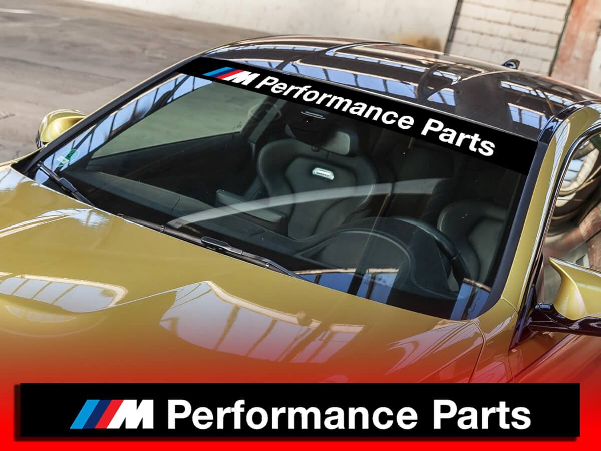 BMW M Performance Parts Windshield Banner with Background Window decal sticker