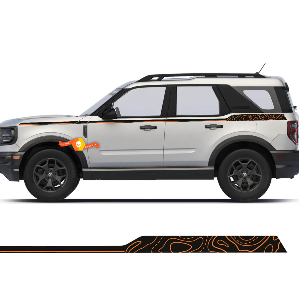Ford Bronco Sport First Edition Topographic Lines Sides Up Stripes Decals Stickers 2 colors
