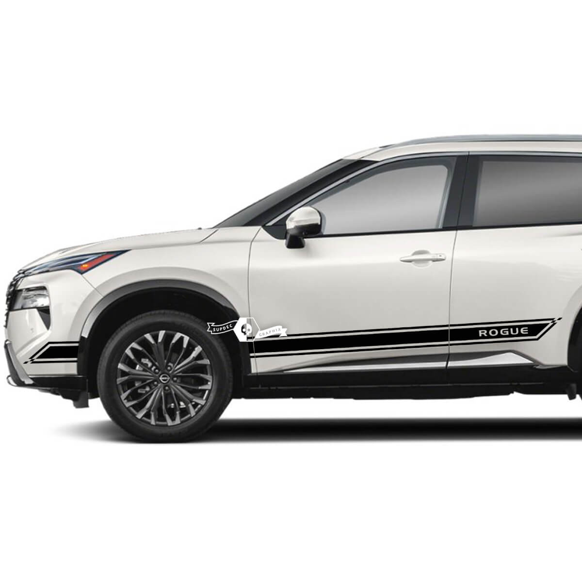 Pair Nissan Rogue Side Door Rocker Panel Outline Trim Stripes Sticker Decal Vinyl Graphic 